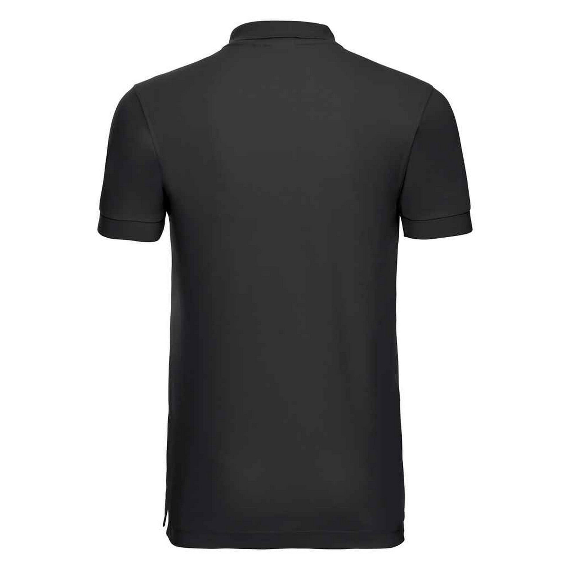 Black - Back - Russell Mens Pique Stretch Polo Shirt