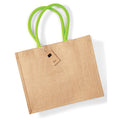 Natural-Lime Green - Back - Westford Mill Classic Jute Shopper Bag