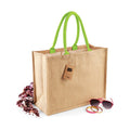 Natural-Lime Green - Side - Westford Mill Classic Jute Shopper Bag