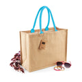 Natural-Surf Blue - Back - Westford Mill Classic Jute Shopper Bag