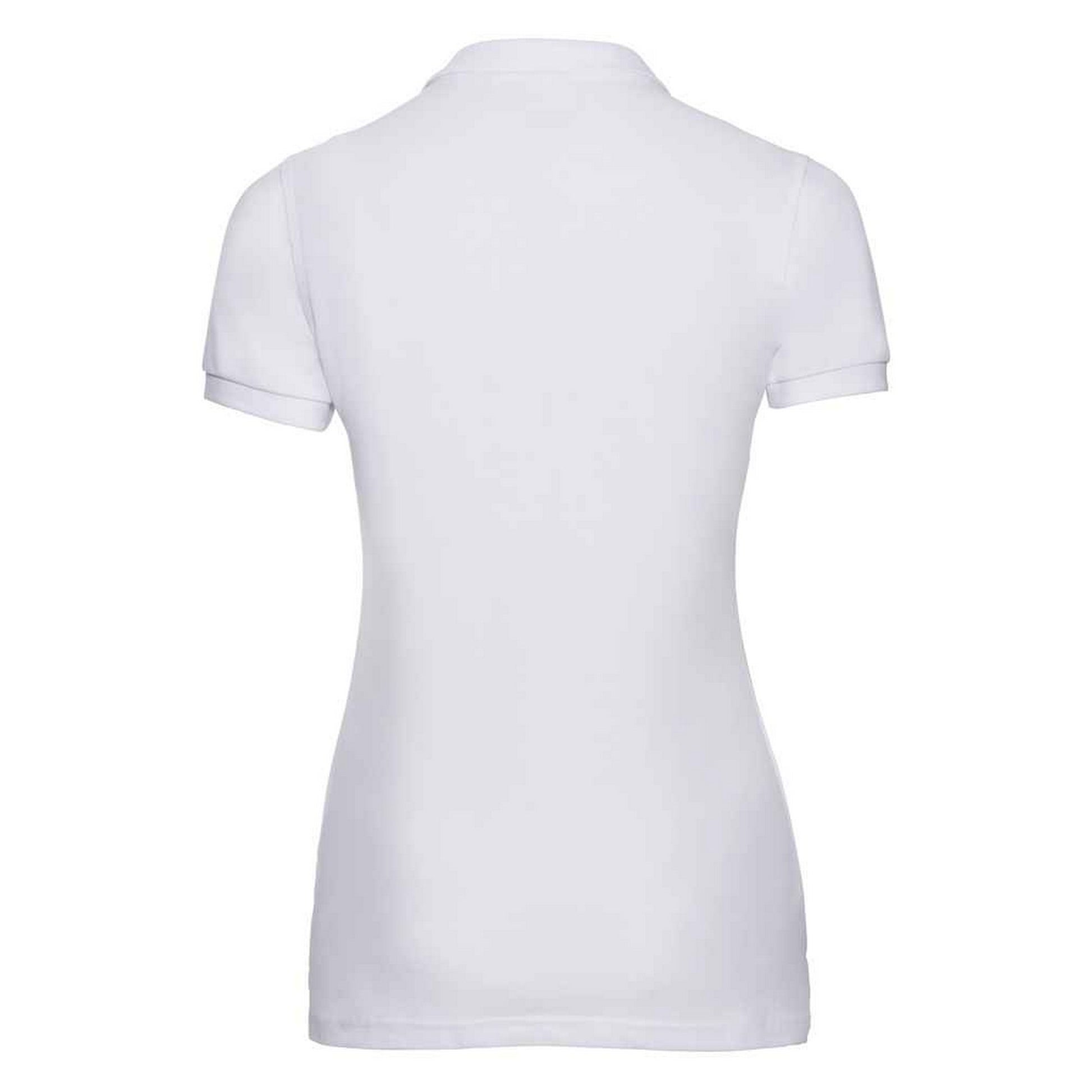 White - Back - Russell Womens-Ladies Pique Stretch Polo Shirt