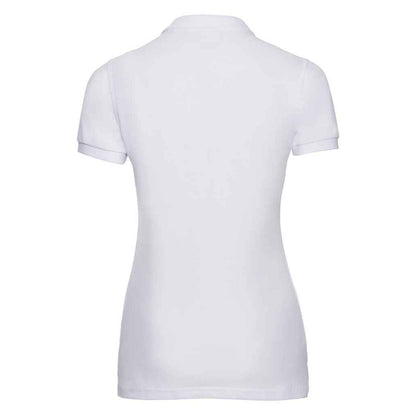 White - Back - Russell Womens-Ladies Pique Stretch Polo Shirt