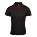 Black-Red - Front - Premier Womens-Ladies Coolchecker Contrast Pique Polo Shirt