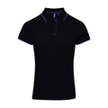 Black-Purple - Front - Premier Womens-Ladies Coolchecker Contrast Pique Polo Shirt