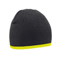 Black-Fluorescent Yellow - Front - Beechfield Two Tone Pull-On Beanie