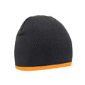 Black-Fluorescent Orange - Front - Beechfield Two Tone Pull-On Beanie