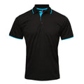 Black-Turquoise - Front - Premier Mens Coolchecker Contrast Pique Polo Shirt