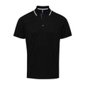 Black-White - Front - Premier Mens Coolchecker Contrast Pique Polo Shirt