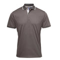 Dark Grey-Silver - Front - Premier Mens Coolchecker Contrast Pique Polo Shirt