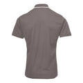 Dark Grey-Silver - Back - Premier Mens Coolchecker Contrast Pique Polo Shirt