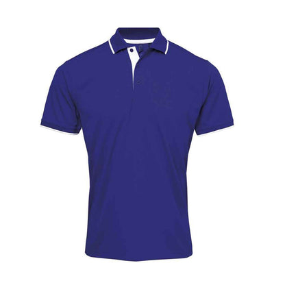 Royal Blue-White - Front - Premier Mens Coolchecker Contrast Pique Polo Shirt
