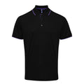 Black-Purple - Front - Premier Mens Coolchecker Contrast Pique Polo Shirt