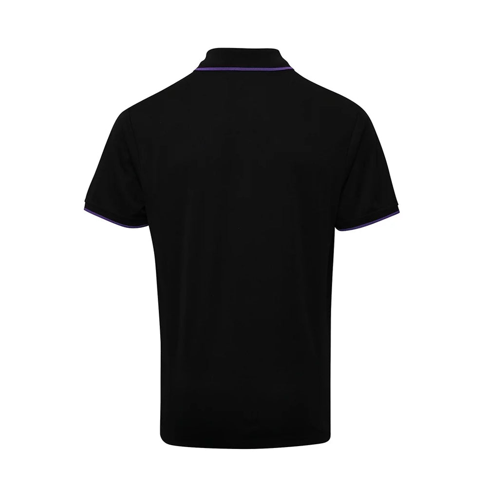 Black-Purple - Back - Premier Mens Coolchecker Contrast Pique Polo Shirt