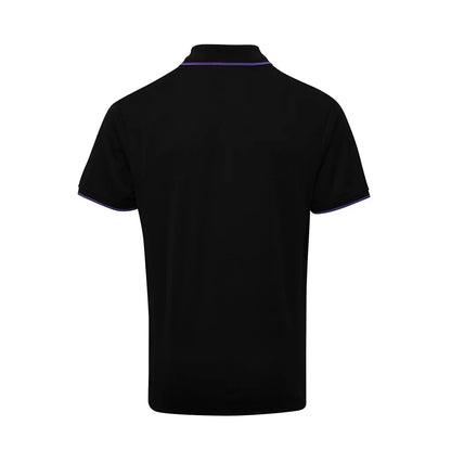 Black-Purple - Back - Premier Mens Coolchecker Contrast Pique Polo Shirt