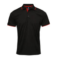 Black-Red - Front - Premier Mens Coolchecker Contrast Pique Polo Shirt