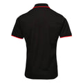 Black-Red - Back - Premier Mens Coolchecker Contrast Pique Polo Shirt