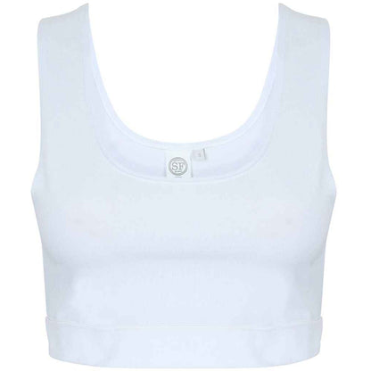 White-White - Front - SF Womens-Ladies Fashion Crop Top