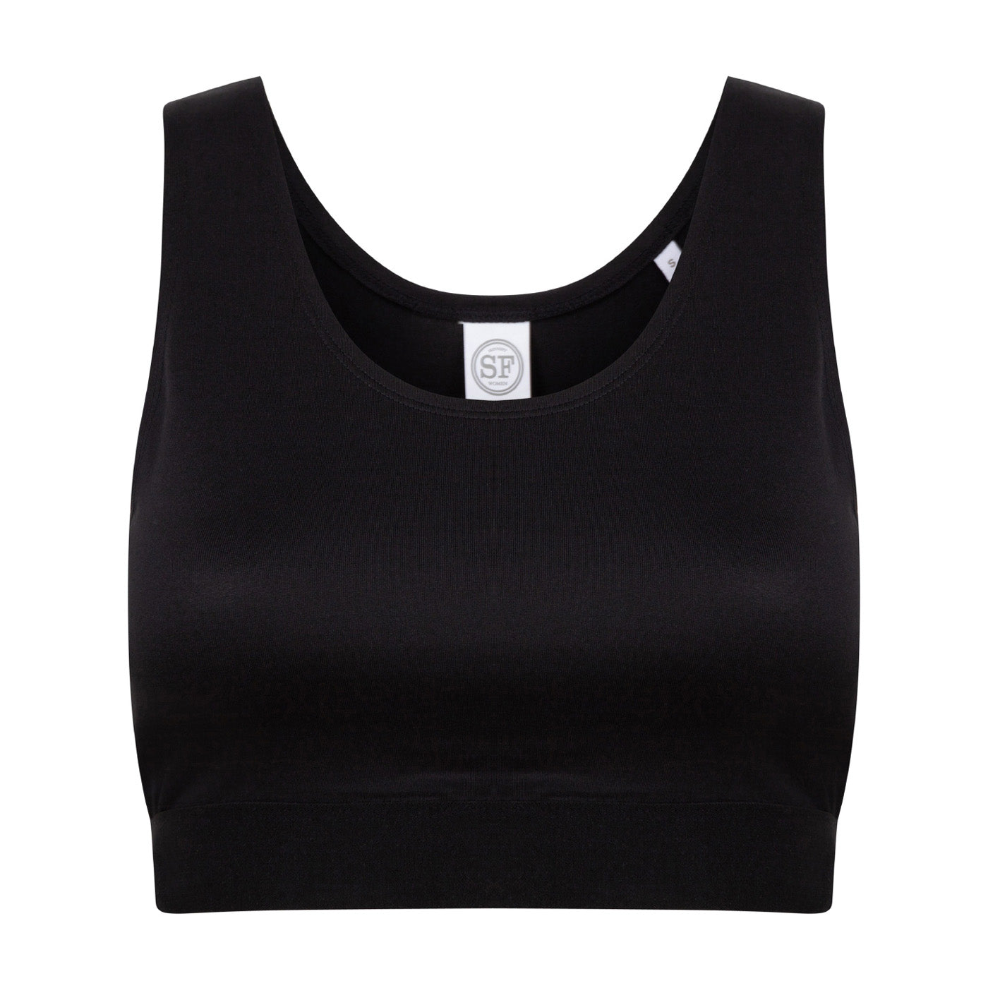 Black-Black - Front - SF Womens-Ladies Fashion Crop Top