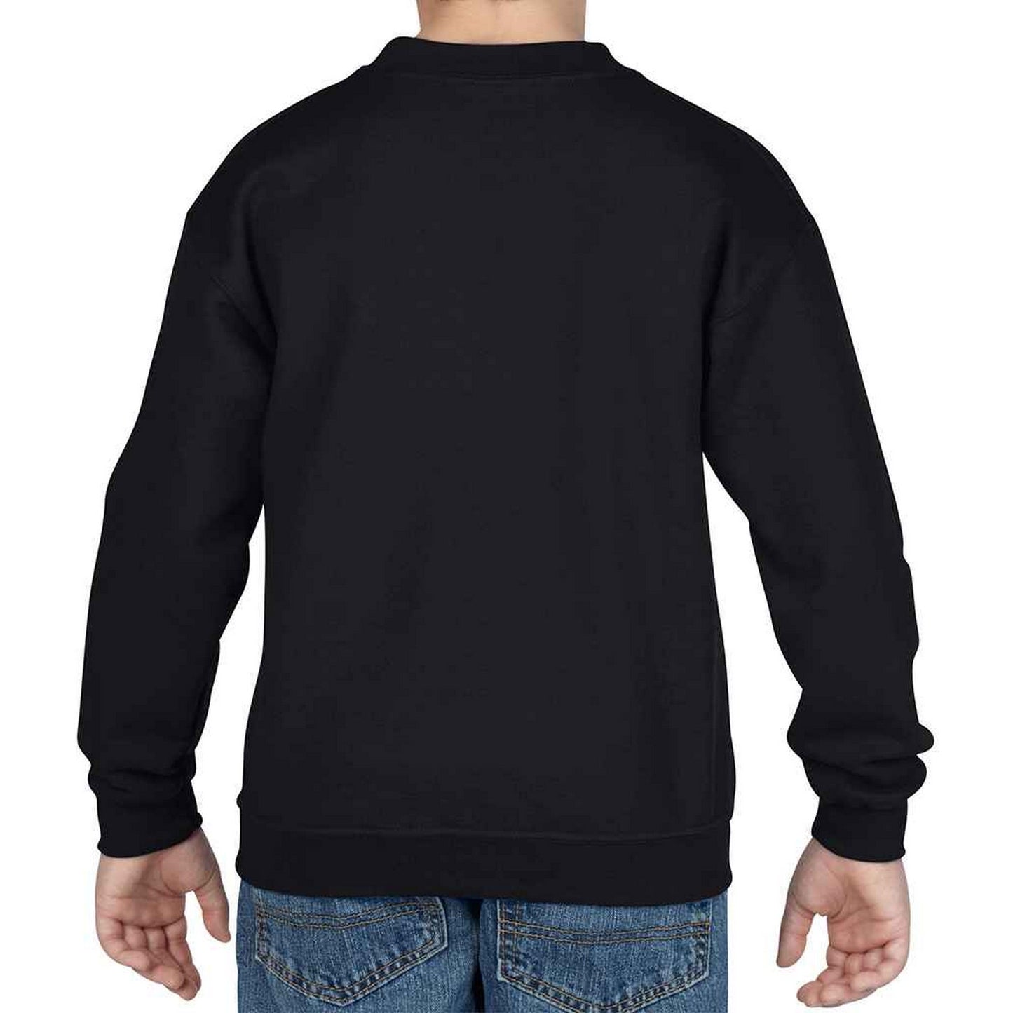 Black - Back - Gildan Childrens-Kids Heavy Blend Drop Shoulder Sweatshirt