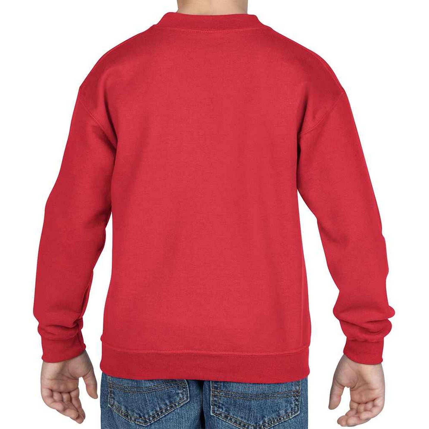 Red - Back - Gildan Childrens-Kids Heavy Blend Drop Shoulder Sweatshirt