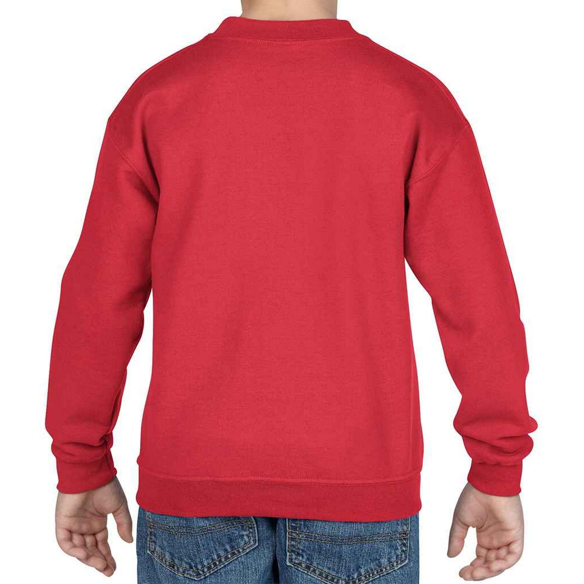 Red - Back - Gildan Childrens-Kids Heavy Blend Drop Shoulder Sweatshirt
