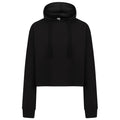 Black - Front - SF Womens-Ladies Slounge Crop Hoodie