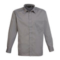 Dark Grey - Front - Premier Mens Poplin Long-Sleeved Shirt