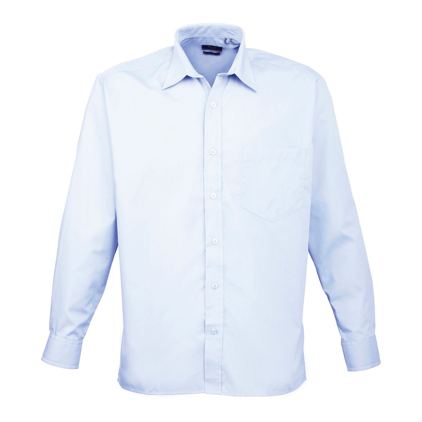Light Blue - Front - Premier Mens Poplin Long-Sleeved Shirt