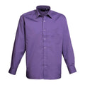 Purple - Front - Premier Mens Poplin Long-Sleeved Shirt