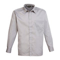 Silver - Front - Premier Mens Poplin Long-Sleeved Shirt