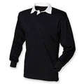 Black-White - Front - Front Row Mens Classic Long-Sleeved Rugby Shirt
