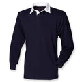 Navy-White - Front - Front Row Mens Classic Long-Sleeved Rugby Shirt