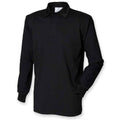 Black-Black - Front - Front Row Mens Classic Long-Sleeved Rugby Shirt