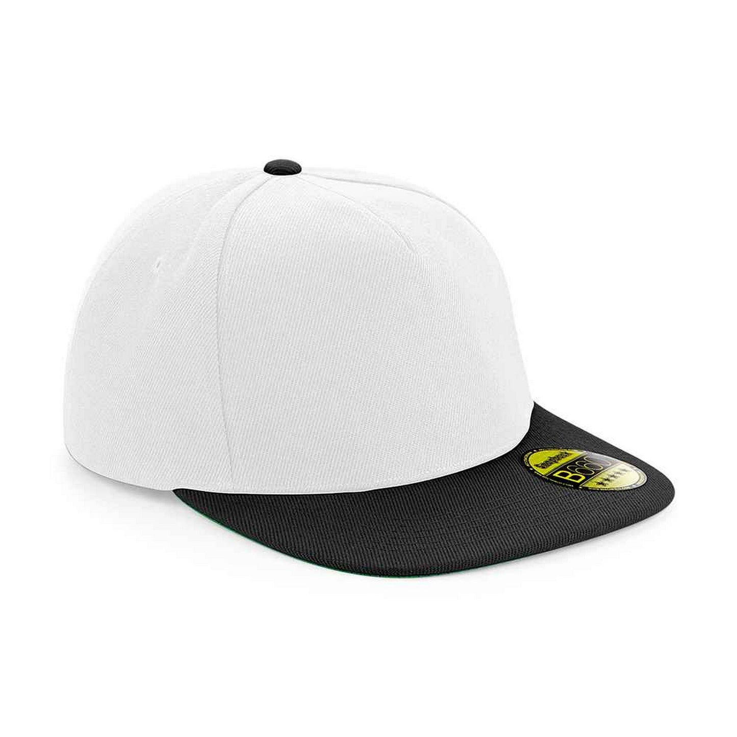 White-Black - Front - Beechfield Original Flat Peak Snapback Cap