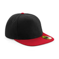 Black-Classic Red - Front - Beechfield Original Flat Peak Snapback Cap
