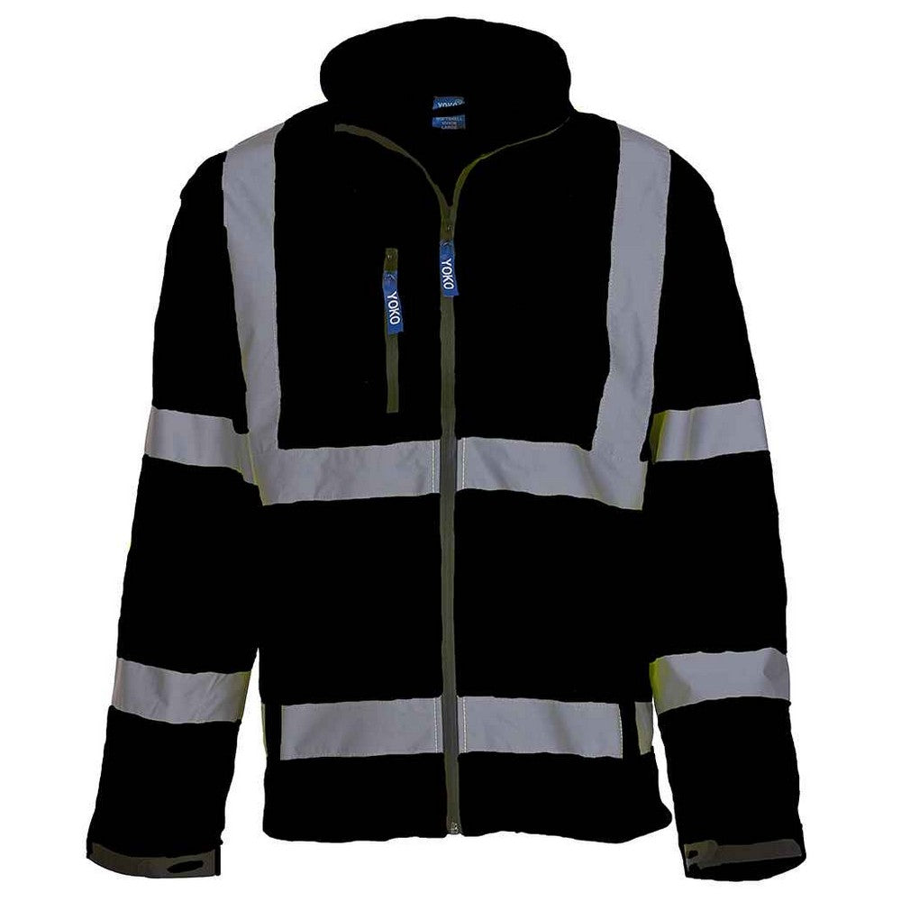 Black - Front - Yoko Unisex Adult Hi-Vis Soft Shell Jacket