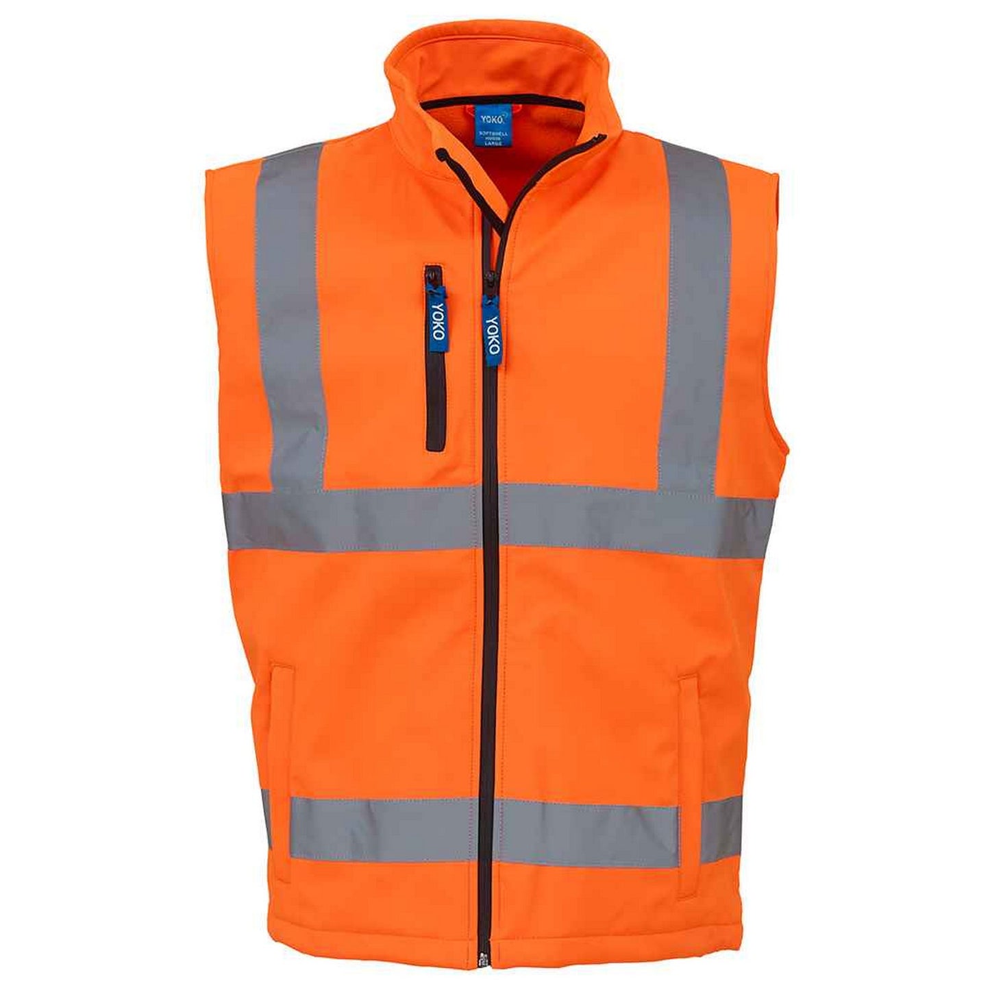 Orange - Front - Yoko Unisex Adult Contrast Softshell Hi-Vis Gilet
