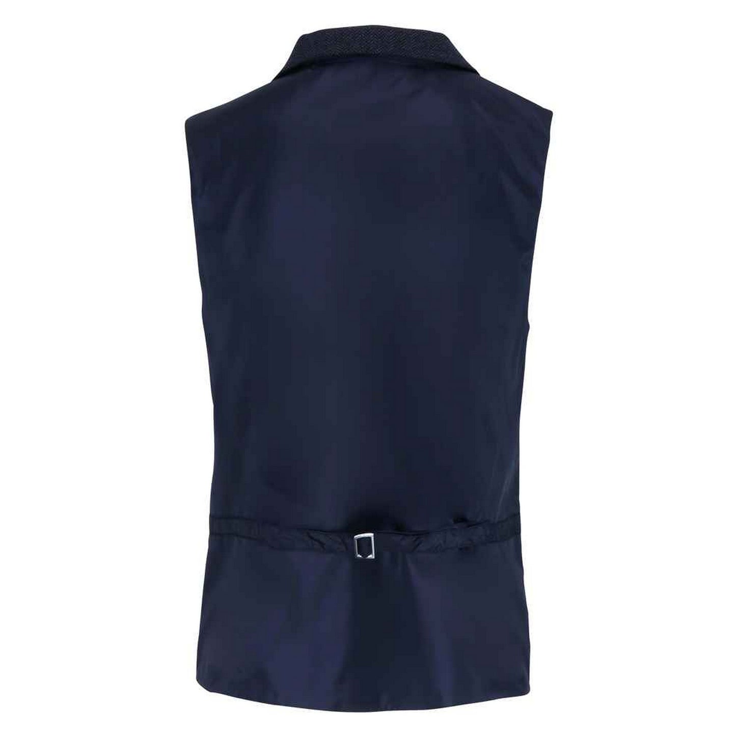 Navy - Back - Premier Mens Herringbone Waistcoat