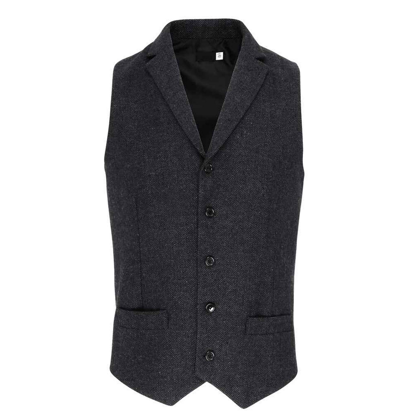 Charcoal - Front - Premier Mens Herringbone Waistcoat