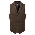 Brown - Front - Premier Mens Herringbone Waistcoat