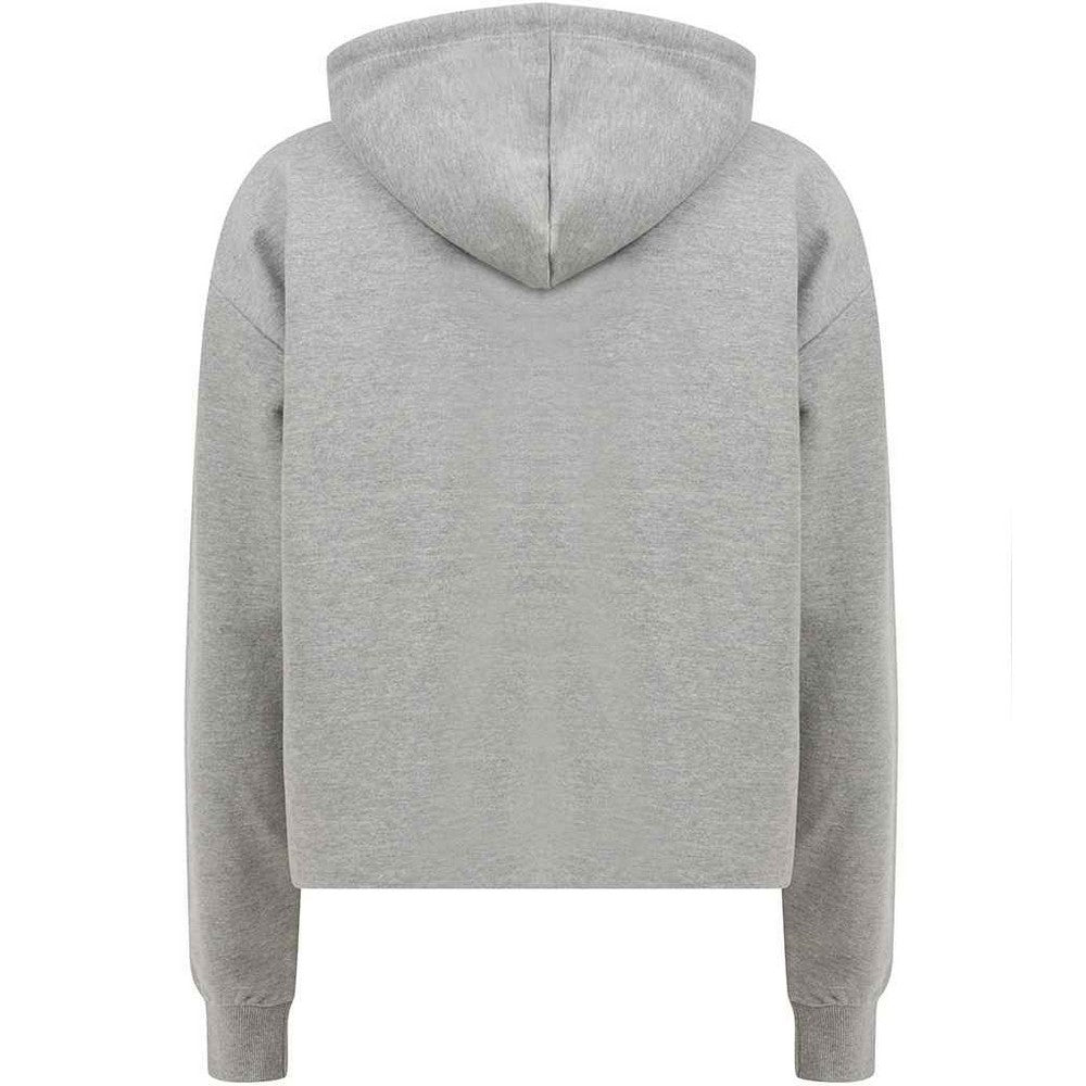 Grey - Back - SF Womens-Ladies Slounge Plain Heather Crop Hoodie