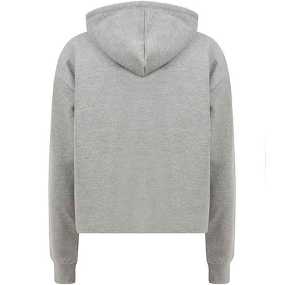 Grey - Back - SF Womens-Ladies Slounge Plain Heather Crop Hoodie