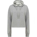 Grey - Front - SF Womens-Ladies Slounge Plain Heather Crop Hoodie