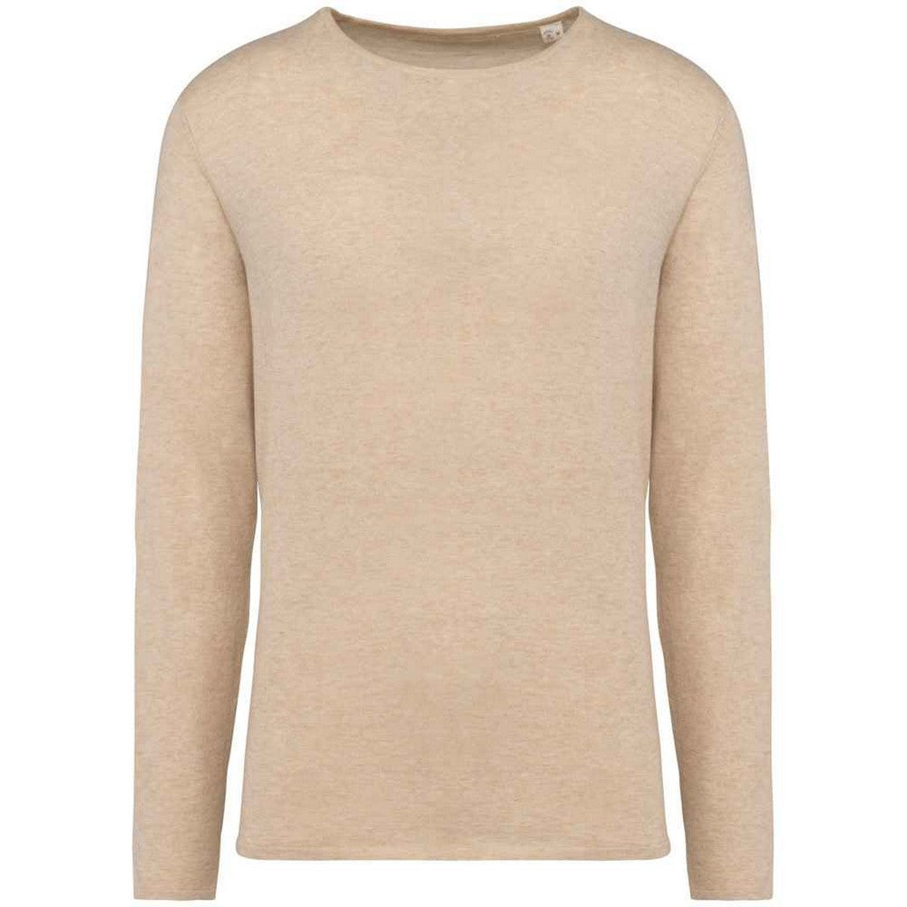 Organic Khaki Heather - Front - Native Spirit Mens Tencel Round Neck Sweatshirt