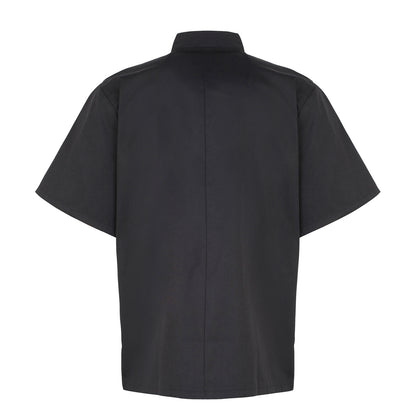 Black - Back - Premier Unisex Adult Stud Front Short-Sleeved Chef Jacket