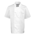 White - Front - Premier Unisex Adult Stud Front Short-Sleeved Chef Jacket