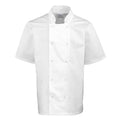 White - Front - Premier Unisex Adult Stud Front Short-Sleeved Chef Jacket