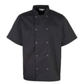 Black - Front - Premier Unisex Adult Stud Front Short-Sleeved Chef Jacket
