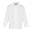 White - Front - Premier Unisex Adult Stud Front Long-Sleeved Chef Jacket