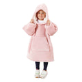 Blush Pink - Side - Brand Lab Childrens-Kids Glow In The Dark Oversized Hoodie Blanket